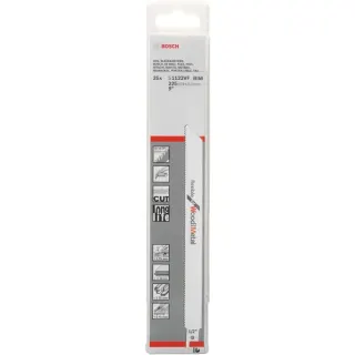 Bosch Professional Säbelsägeblatt S 1122 VF Flexible for Wood and Metal, 25 Stück (Länge 225mm)