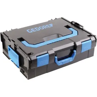 GEDORE L-BOXX 136, leer, mit Frontgriff, Werkzeugkiste (schwarz/blau, spritzwassergeschützt)