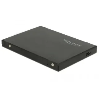 DeLOCK Extern 2.5″ Gehäuse für M.2 NVMe PCIe SSD, Laufwerksgehäuse (schwarz, mit USB 3.1 Gen 2 USB Type-C)