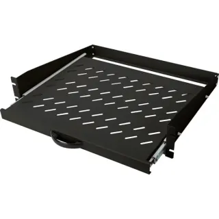 Digitus Ausziehbarer Fachboden zum Festeinbau in 483 mm (19")-Schränke (schwarz, 2 Höheneinheiten)