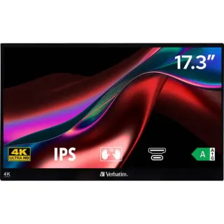 Verbatim PMT-17-4K, LED-Monitor (43.9 cm (17.3 Zoll), schwarz, UltraHD/4K, IPS, Touchscreen, HDR)