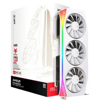 XFX Radeon RX 9070 XT OC Mercury RGB, Grafikkarte (weiß, RDNA4, GDDR6, 3x DisplayPort, 1x HDMI 2.1)