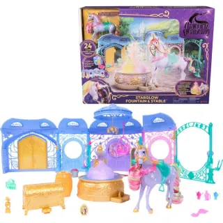 Spin Master Unicorn Academy - Stall Spielset, Spielgebäude ( inkl. Brunnen mit Licht- und Soundeffekten)