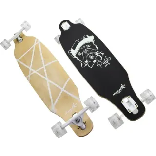Muuwmi Lights Longboard GLOW ABEC 7 Pablo, Skateboard (schwarz/grün, mit Leuchtrollen und Glow-Effekt)
