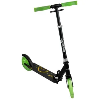 Muuwmi Lights Aluminium Scooter GLOW 200 mm (schwarz/grün, mit Leuchtrollen und Glow-Effekt)
