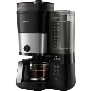 Philips All-in-1 Brew HD7888/01, Filtermaschine (schwarz/edelstahl, Mit Mahlwerk, 1000 Watt, 10 Tassen)
