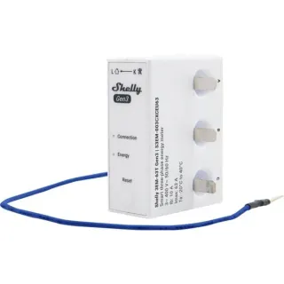 Shelly 3EM-63T Gen3, Modell mit flachem Terminal, 0%, Messgerät (weiß, 0% MWST, Energiemessung für PV-Anlagen)