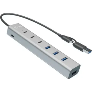 i-tec USB-C/USB-A Charging Metal HUB 7 port, USB-Hub (silber)