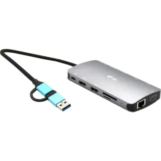 i-tec USB 3.0 USB-C/Thunderbolt 3x Display Travel Nano Dock LAN Power Delivery 100W, Dockingstation (silber, Anschluss per USB/Thunderbolt 3/4)