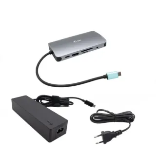 i-tec USB-C Metal Nano 4K Docking Station, Dockingstation (grau, HDMI, VGA, LAN, Power Delivery, mit Ladegerät)