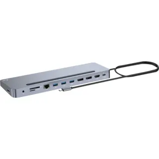 i-tec USB-C Metal Ergonomic Triple 4K Docking Station, Dockingstation (HDMI, DP, USB-C, PD, mit Ladegerät)