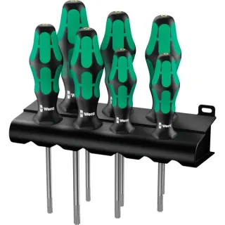 Wera 367/7 Sechsrund HF Schraubendrehersatz Kraftform Plus + Rack (schwarz/grün, 7-teilig, mit Haltefunktion)