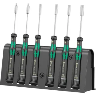 Wera 2069/6 Elektroniker-Schraubendrehersatz + Rack (schwarz/grün, 6-teilig, Black Point Spitze)