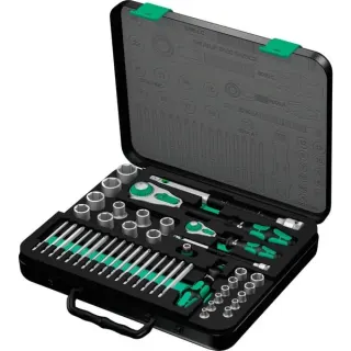 Wera 8100 SA/SC 2 Zyklop Speed-Knarrensatz, 1/4" und 1/2", Werkzeug-Set (schwarz/grün, 43-teilig, Speed-Knarre mit schwenkbarem Kopf)