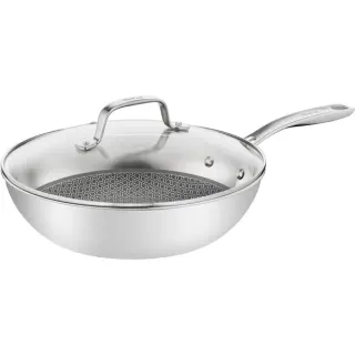 Tefal Wok-Pfanne Eternal Mesh, Ø 28cm (edelstahl, mit Glasdeckel)