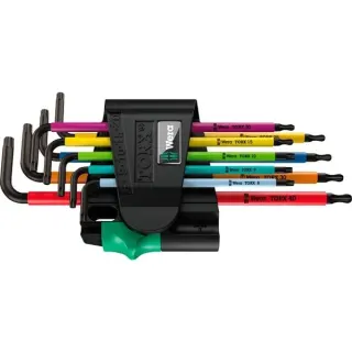 Wera 967/9 TX BO Multicolour 1 Winkelschlüsselsatz, 9-teilig, Schraubendreher (mit Halteclip, BlackLaser-Oberfläche)