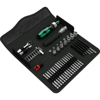 Wera Kraftform Kompakt H 1 Holz, 41-teilig, Werkzeug-Set (schwarz/grün, inkl. Zyklop Mini Bit-Ratsche, 1/4")