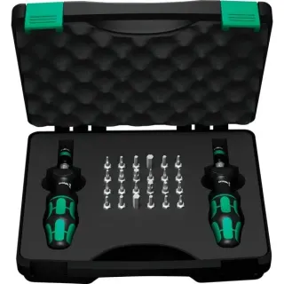 Wera 7440/41 Kraftform Drehmomentschraubendreher-Satz 0,3-3,0Nm (schwarz/grün, 26-teilig, mit Rapidaptor Schnellwechselfutter)