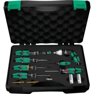 Wera 7443/12 Montageset für Reifendruckkontrollsysteme, Schraubendreher (schwarz/grün, 12-teilig, mit Rapidaptor Schnellwechselfutter)