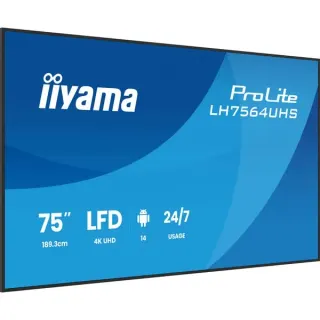 iiyama ProLite LH7564UHS-B1AG, Public Display (schwarz (matt), UltraHD/4K, VA, WiFi, Fernbedienung)
