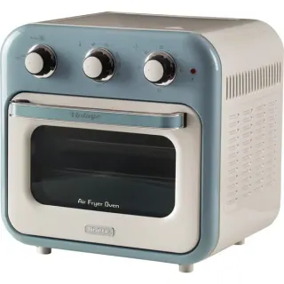 Ariete Heißluftfritteuse und Mini-Ofen 3in1 Vintage Blue (weiß/hellblau, 1.350 Watt, Garraum 16 Liter, mit Sichtfenster)