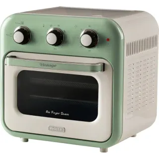 Ariete Heißluftfritteuse und Mini-Ofen 3in1 Vintage Green (weiß/hellgrün, 1.350 Watt, Garraum 16 Liter, mit Sichtfenster)
