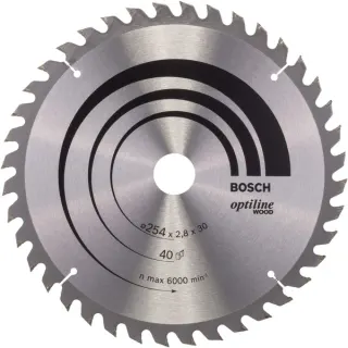 Bosch Professional PRO Wood Kreissägeblatt, Ø 254mm, 40Z (Bohrung 30mm, für Kapp- & Gehrungssägen)