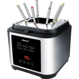Steba Fritteuse und Fondue DF 150F (edelstahl/schwarz, 1.200 Watt, Ölbehälter 2,5 Liter, Timer)