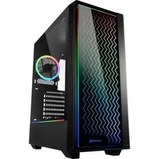 Sharkoon RGB LIT 200, Tower-Gehäuse (schwarz, Front und Seitenteil aus gehärtetem Glas)