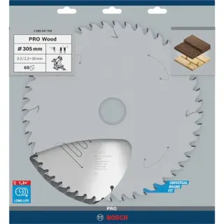Bosch Professional PRO Wood Kreissägeblatt, Ø 305mm, 60Z (Bohrung 30mm, für Kapp- & Gehrungssägen)