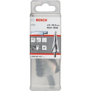 Bosch Professional HSS-Stufenbohrer, Ø 6mm - Ø 40,5mm, M 10 - M 40 (16 Stufen, mit Spiralnut)