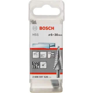 Bosch Professional HSS-Stufenbohrer, Ø 6mm - Ø 30mm (13 Stufen, mit Spiralnut)