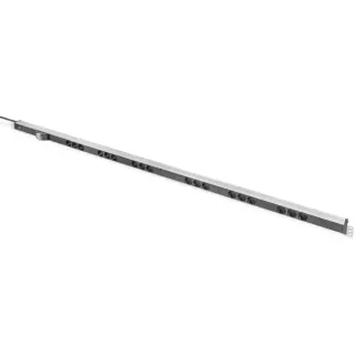 Digitus Steckdosenleiste mit Aluminiumprofil, 18-fach, 42HE (schwarz/aluminium, 2 Meter Kabel, Leitungsschutzschalter 16A Typ C)