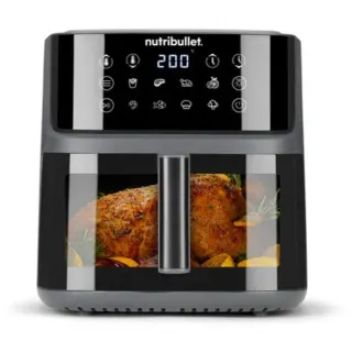 nutribullet Heißluftfritteuse CRISPLITE VISION (schwarz/silber, 2.000 Watt, Korb 8 Liter, mit Sichtfenster)