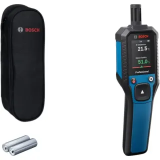 Bosch Professional Hygrometer GDH 1-17, Feuchtemesser (blau/schwarz, 2x Batterien, Tasche)
