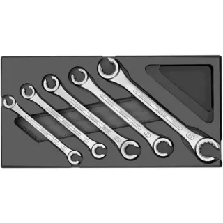 GEDORE Doppelringschlüssel-Satz, offen, in 1/3 ES-Modul, Schraubenschlüssel (schwarz, 5-teilig)