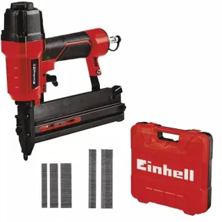 EINHELL Druckluft-Tacker TC-PN 50 (rot/schwarz, 2-in-1 Kombigerät: Druckluft-Klammergerät und Druckluft-Nagler)