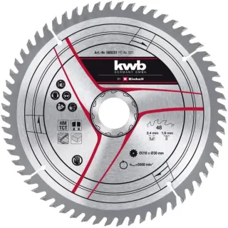 EINHELL Kreissägeblatt HM, Ø 216 x 30mm, 2,4mm, 60Z (für Zug-Kapp- & Gehrungssägen TE-SM 216 Dual, TC-SM 216 u.a.)