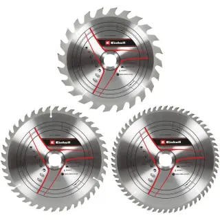 EINHELL Kreissägeblatt-Satz HM, Ø 250 x 30mm, 3,2mm, 24Z / 42Z / 60Z (3-teilig, für Zug-Kapp- & Gehrungssägen, Tischkreissägen)