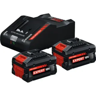 Bosch Professional EXPERT Starter-Set 18V, 2x EXBA 18V-80 + Ladegerät EXAL18V-160 (schwarz, 2x Li-Ionen Akku 8Ah, AMPShare Alliance)