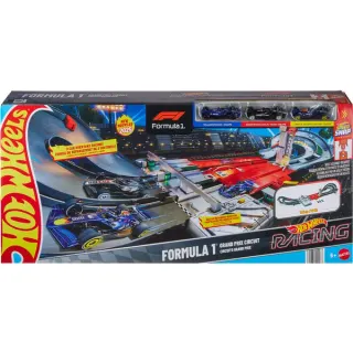 Hot Wheels Hot Wheels Racing Formel 1 Grand Prix Trackset, Rennbahn (mit 3 Die-Cast Spielzeugautos im Maßstab 1:64)