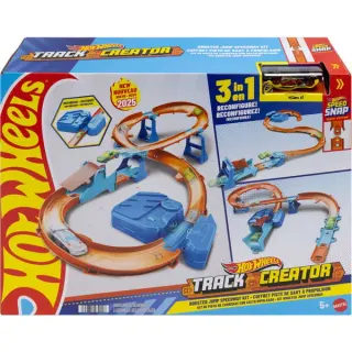 Hot Wheels Track Creator Beschleuniger-Sprung-Schnellstrecke-Set , Rennbahn (mit Spielzeugauto und motorisiertem Beschleuniger)