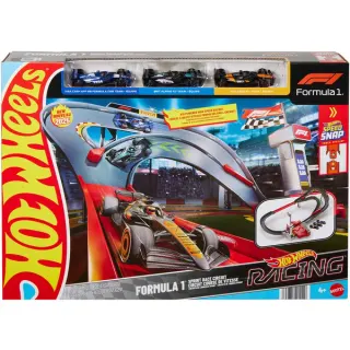 Hot Wheels Hot Wheels Racing Formel 1 Sprint Rennstrecke, Rennbahn (mit 3 Die-Cast Spielzeugautos im Maßstab 1:64)