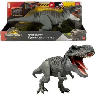 Mattel Jurassic World Rebirth Power Devour Tyrannosaurus Rex, Spielfigur (mit Lichtern und Geräuschen)