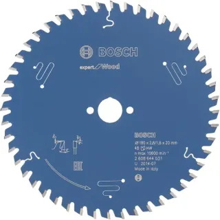 Bosch Professional EXPERT Wood Kreissägeblatt, Ø 180mm, 48Z (Bohrung 20mm, für Handkreissägen)