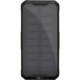 goobay Outdoor Schnelllade-Powerbank 20.000 mAh mit Solar (schwarz, USB-C PD, QC 3.0)