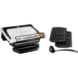 Tefal Optigrill+ GC716D12, Kontaktgrill (silber/schwarz, 2.000 Watt, mit Waffelplatten)