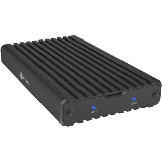 ICY BOX IB-2817M-C32 , Laufwerksgehäuse (schwarz, 2 Bay Gehäuse für M.2 NVMe via USB 3.2 Gen 2x2 Type-C)