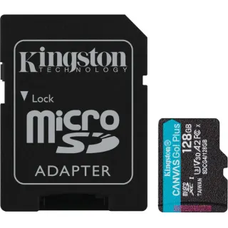 Kingston Canvas Go! Plus 128 GB microSDXC, Speicherkarte (schwarz, UHS-I U3, Class 10, V30, A2)