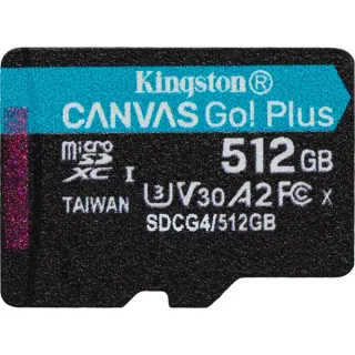 Kingston Canvas Go! Plus 512 GB microSDXC, Speicherkarte (schwarz, UHS-I U3, Class 10, V30, A2)